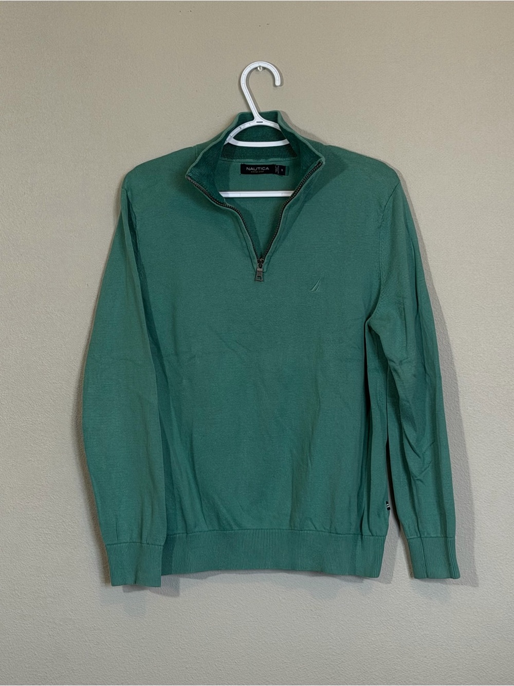Nautica Men’s Teal Green Half-Zip Pullover Sweater
